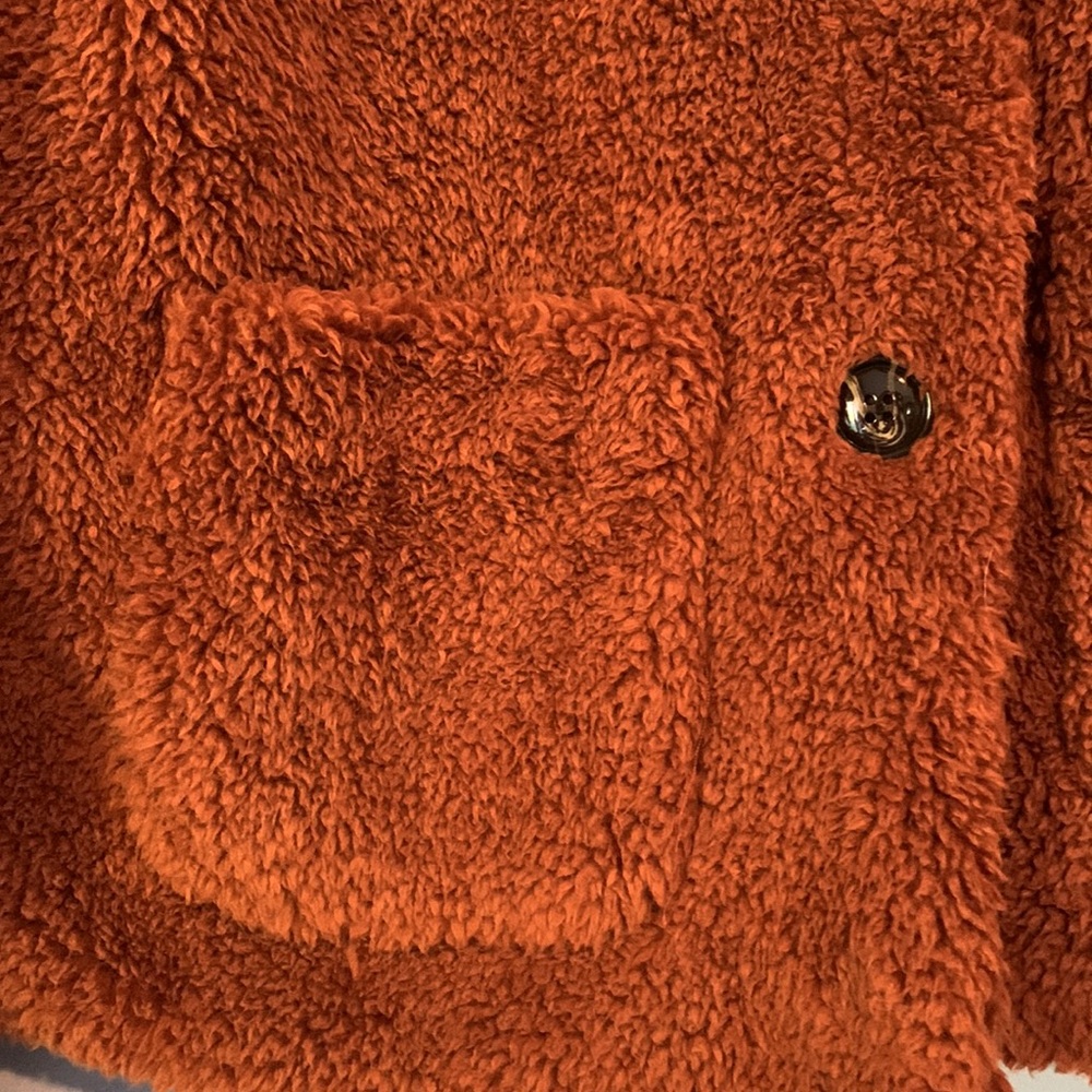 Teddy Bear Button Up Puffy Jacket Rust Color Size… - image 2